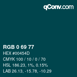 Color code: RGB 0 69 77 | qconv.com