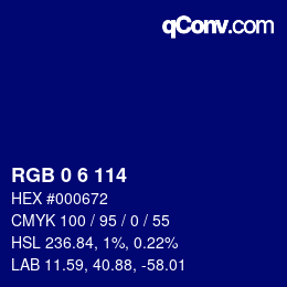Color code: RGB 0 6 114 | qconv.com