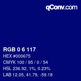 Color code: RGB 0 6 117 | qconv.com