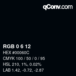 Color code: RGB 0 6 12 | qconv.com