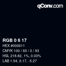 カラーコード: RGB 0 6 17 | qconv.com