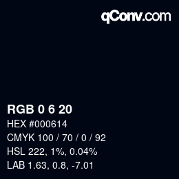 颜色代码: RGB 0 6 20 | qconv.com