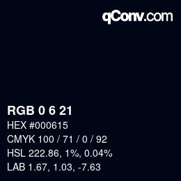 Color code: RGB 0 6 21 | qconv.com