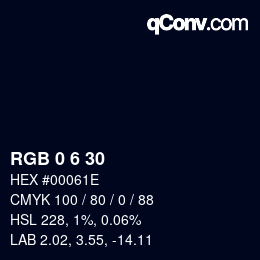 Color code: RGB 0 6 30 | qconv.com