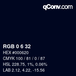 カラーコード: RGB 0 6 32 | qconv.com