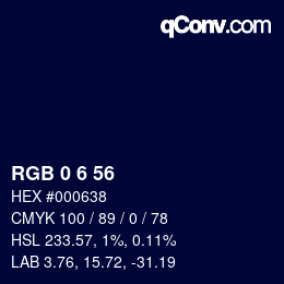 颜色代码: RGB 0 6 56 | qconv.com
