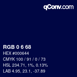 カラーコード: RGB 0 6 68 | qconv.com