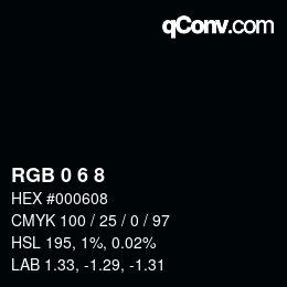カラーコード: RGB 0 6 8 | qconv.com