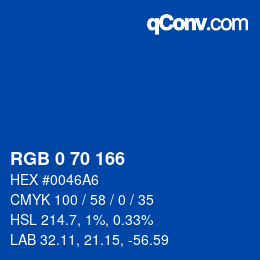 Color code: RGB 0 70 166 | qconv.com