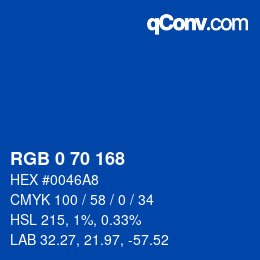 Color code: RGB 0 70 168 | qconv.com