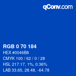 颜色代码: RGB 0 70 184 | qconv.com