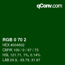 Color code: RGB 0 70 2 | qconv.com