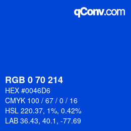 Color code: RGB 0 70 214 | qconv.com