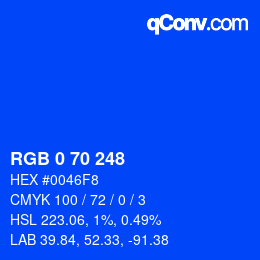Color code: RGB 0 70 248 | qconv.com