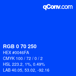 颜色代码: RGB 0 70 250 | qconv.com