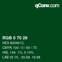 Color code: RGB 0 70 28 | qconv.com