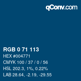 Color code: RGB 0 71 113 | qconv.com