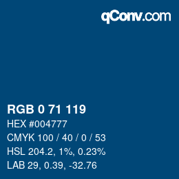 颜色代码: RGB 0 71 119 | qconv.com