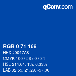 Color code: RGB 0 71 168 | qconv.com