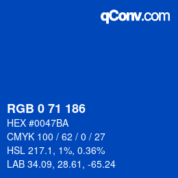 颜色代码: RGB 0 71 186 | qconv.com
