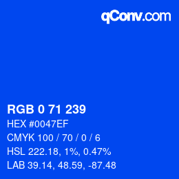 Color code: RGB 0 71 239 | qconv.com