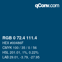 カラーコード: RGB 0 72.4 111.4 | qconv.com