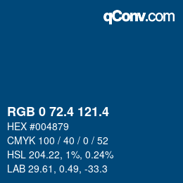 カラーコード: RGB 0 72.4 121.4 | qconv.com