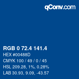 カラーコード: RGB 0 72.4 141.4 | qconv.com