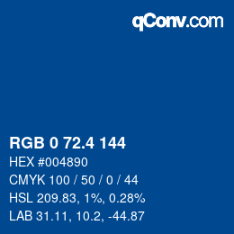 カラーコード: RGB 0 72.4 144 | qconv.com