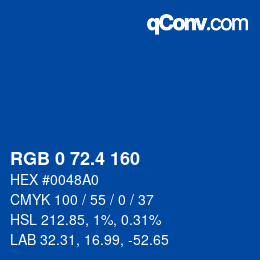 カラーコード: RGB 0 72.4 160 | qconv.com