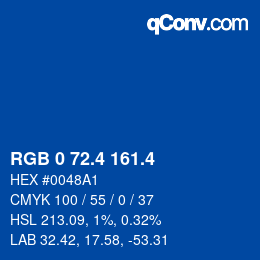 カラーコード: RGB 0 72.4 161.4 | qconv.com
