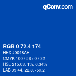 カラーコード: RGB 0 72.4 174 | qconv.com