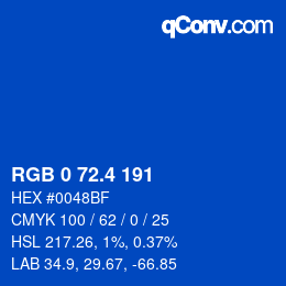 カラーコード: RGB 0 72.4 191 | qconv.com