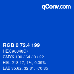 カラーコード: RGB 0 72.4 199 | qconv.com