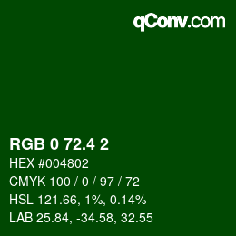 カラーコード: RGB 0 72.4 2 | qconv.com