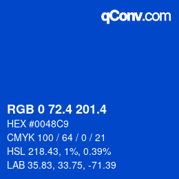 カラーコード: RGB 0 72.4 201.4 | qconv.com