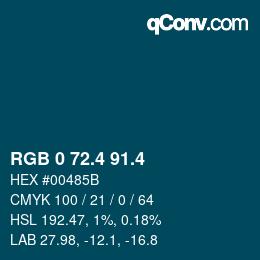 カラーコード: RGB 0 72.4 91.4 | qconv.com