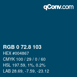 Color code: RGB 0 72.8 103 | qconv.com