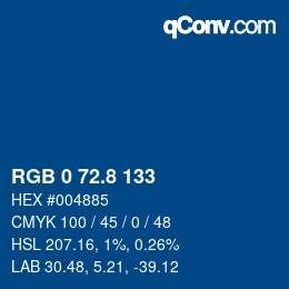 Color code: RGB 0 72.8 133 | qconv.com