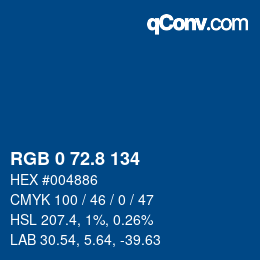 カラーコード: RGB 0 72.8 134 | qconv.com