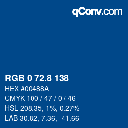 Color code: RGB 0 72.8 138 | qconv.com