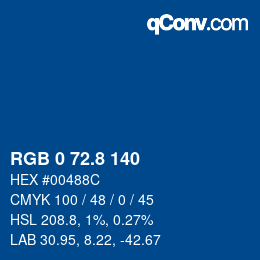 Color code: RGB 0 72.8 140 | qconv.com