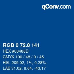 Color code: RGB 0 72.8 141 | qconv.com