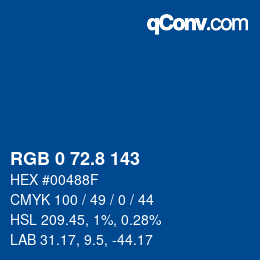 カラーコード: RGB 0 72.8 143 | qconv.com