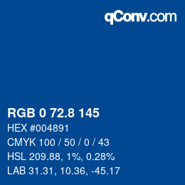 Farbcode: RGB 0 72.8 145 | qconv.com