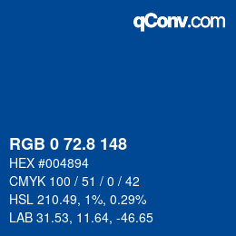 Color code: RGB 0 72.8 148 | qconv.com