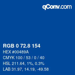 Color code: RGB 0 72.8 154 | qconv.com