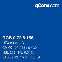 Color code: RGB 0 72.8 156 | qconv.com