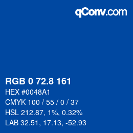 Color code: RGB 0 72.8 161 | qconv.com