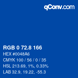 カラーコード: RGB 0 72.8 166 | qconv.com